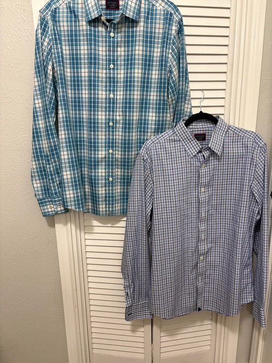 UNTUCKit Other - UNTUCKit Teal Plaid & Light Blue Check Men’s Button-Down Shirts (Pair)